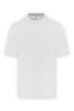 Men's white cotton T-shirt with multi-layer details