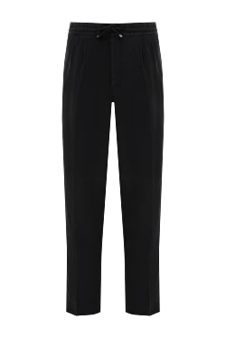 Black linen drawstring trousers