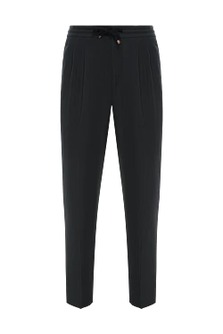 Men's black trousers with pintucks made of linen and cotton