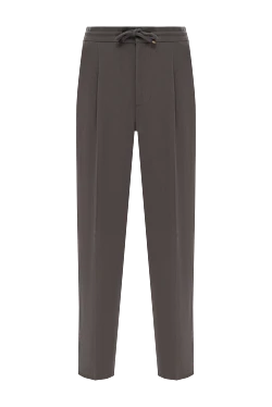 Men's brown trousers with pintucks made of linen and cotton