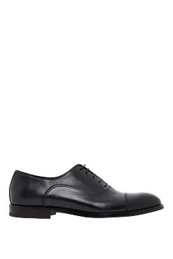 Сині шкіряні оксфорди із захисним носком чоловічі