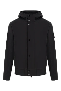 Men's dark blue windbreaker with logo with zipper and buttons