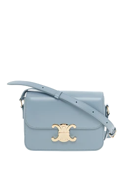 Teen Triomphe bag in shiny calfskin blue for women