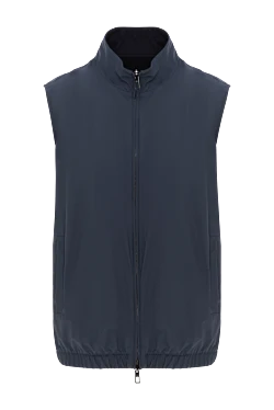 Microfiber vest with wool interior blue