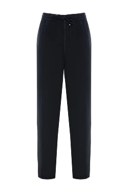 Blue relaxed fit trousers in linen gabardine
