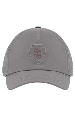 Stretch nylon baseball cap with logo, gray