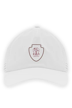 White Stretch Nylon Baseball Cap with Logo