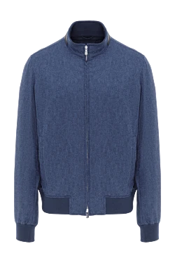 Blue Cashmere Silk Bomber Jacket Men
