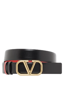 Двосторонній чорний ремінь Vlogo Signature із глянсової телячої шкіри