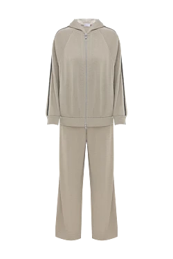 Women's tracksuit made of silk cotton with a hood beige