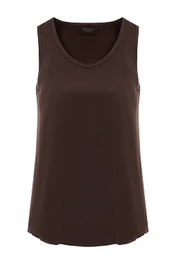 Brown elastic silk satin top