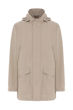 Men's windbreaker jacket with hood beige