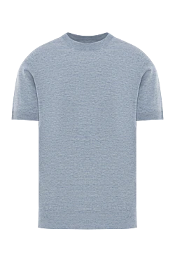 Blue melange linen and cotton men's t-shirt