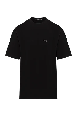 Black oversized cotton pique t-shirt with logo