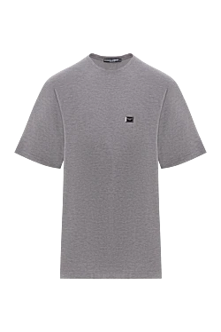 Grey oversized cotton pique t-shirt with logo