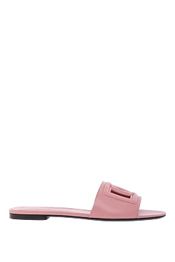 Шлепанцы из телячьей кожи с логотипом DG розовые