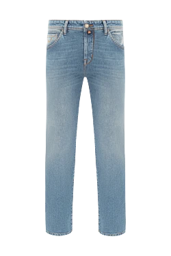 Blue men's cotton jeans with vintage effect