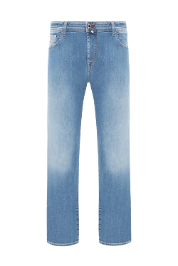 Men's blue straight cotton jeans