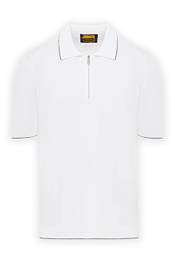 Біле поло з бавовни з чорною окантовкою на блискавці