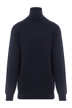 Wool golf with textured pattern blue