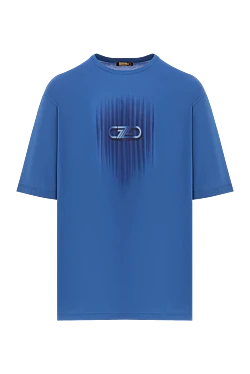 Футболка лаконічна синя з логотипом у тон тканини.