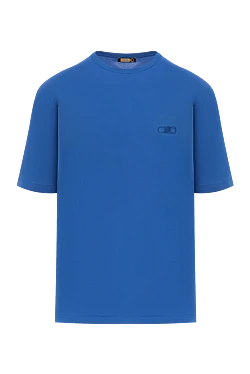 Футболка бавовняна синя з вишитим логотипом
