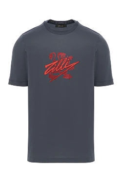 Футболка темно-сіра з червоним гербом та вишитим логотипом