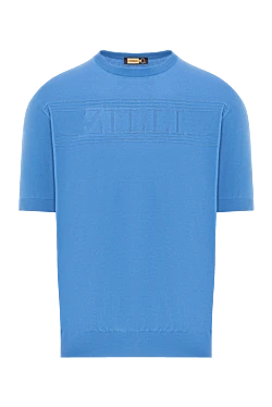 Джемпер яскраво-блакитного кольору з фактурним логотипом на грудях