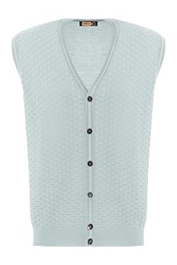 Трикотажний салатовий жилет з рельєфною в'язкою та контрастною планкою