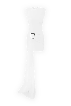 Біла сукня міні з еластичної тканини з драпіруванням та акцентною пряжкою