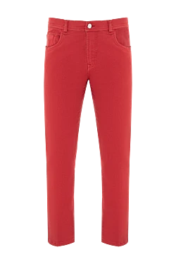 Rich scarlet jeans made from thick stretch denim