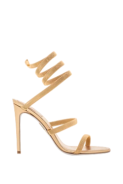 Gold toned crystal spiral strap sandals