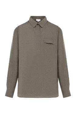Linen shirt in grey-olive color with a breast pocket