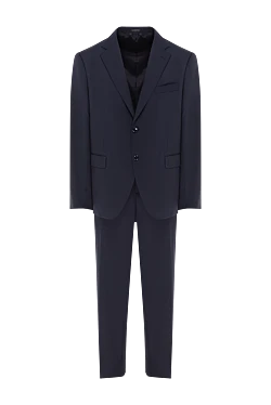 Men's business suit made of pure wool in deep blue color