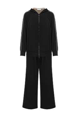 Women's black silk and cotton tracksuit with hood