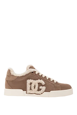 Portofino Light calfskin and sheepskin sneakers in brown