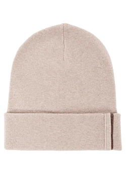 Brunello Cucinelli cashmere beanie hat in soft beige color 191351