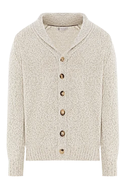 Мужской кардиган из кашемира в рубчик с шалевым воротником