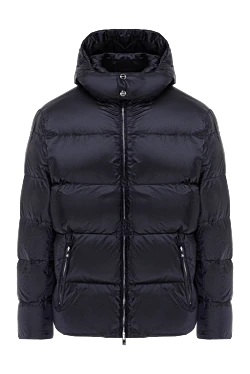 Smooth nylon down jacket with hood and zip closure