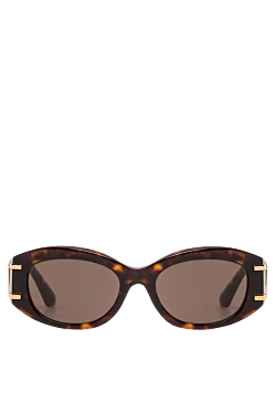 Sunglasses with tortoiseshell acetate frames and logo on the temples.