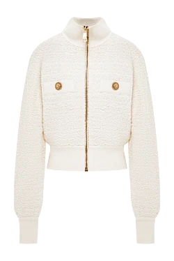 Белая куртка бомбер из твида женская