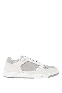 Низкие белые кроссовки B27 Uptown из телячьей кожи с вставками серого цвета