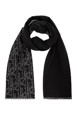 Шарфа з м'якої вовни та гладкого шовку з графічним мотивом