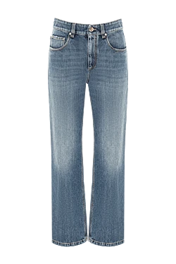 Блакитні джинси з плавним висвітленням по лінії ноги