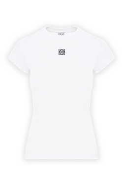 Приталена біла футболка з вишитим логотипом