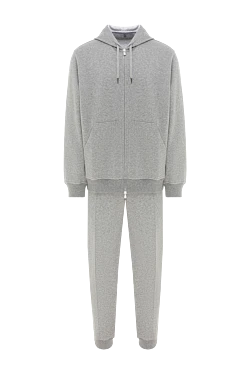Серый спортивный костюм из высококачественного хлопка с добавлением шелка или кашемира