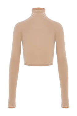 Кроп топ бежевий з довгим рукавом та гладкою фактурою