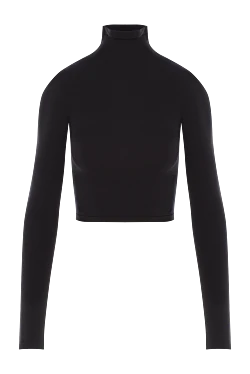 Кроп топ чорний з довгим рукавом та гладкою фактурою