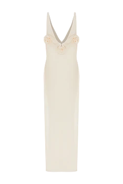 Макси-платье из крепа кремового цвета с высоким вырезом на ноге