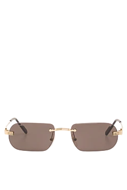 Солнцезащитные безободковые очки в золотистой оправе с коричневыми стеклами